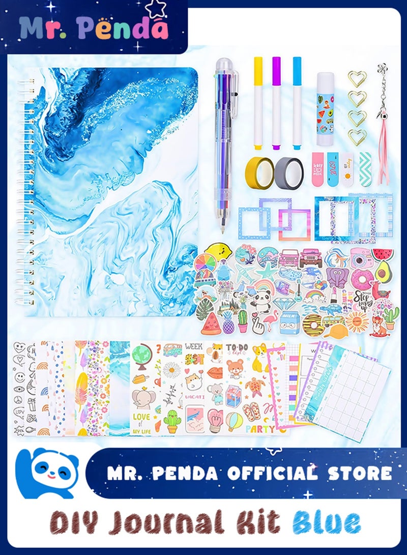 Mr. Penda DIY Journal Set for Girls Gifts Ages 4 Years Old and Up, Birthday Gifts for Tween Age Girls, Art and Crafts Stuff for Tween and Teenage Kids, Girls Toy, Scrapbook and Diary (Blue)  - Image 1