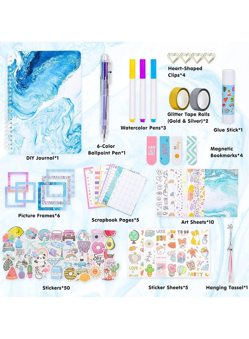 Mr. Penda DIY Journal Set for Girls Gifts Ages 4 Years Old and Up, Birthday Gifts for Tween Age Girls, Art and Crafts Stuff for Tween and Teenage Kids, Girls Toy, Scrapbook and Diary (Blue)  - Image 2