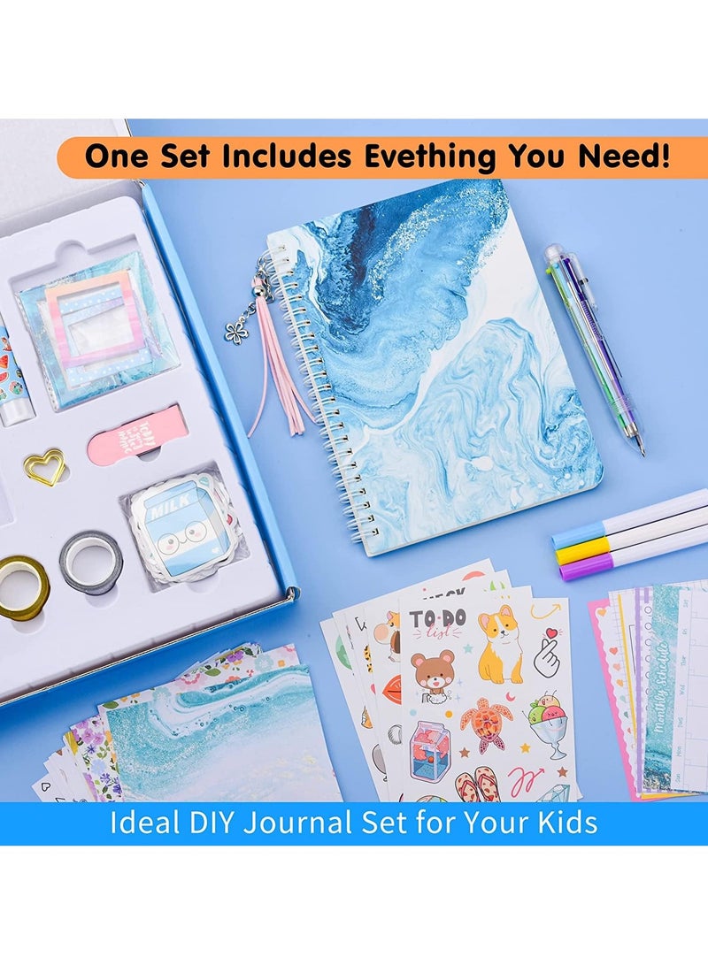Mr. Penda DIY Journal Set for Girls Gifts Ages 4 Years Old and Up, Birthday Gifts for Tween Age Girls, Art and Crafts Stuff for Tween and Teenage Kids, Girls Toy, Scrapbook and Diary (Blue)  - Image 3