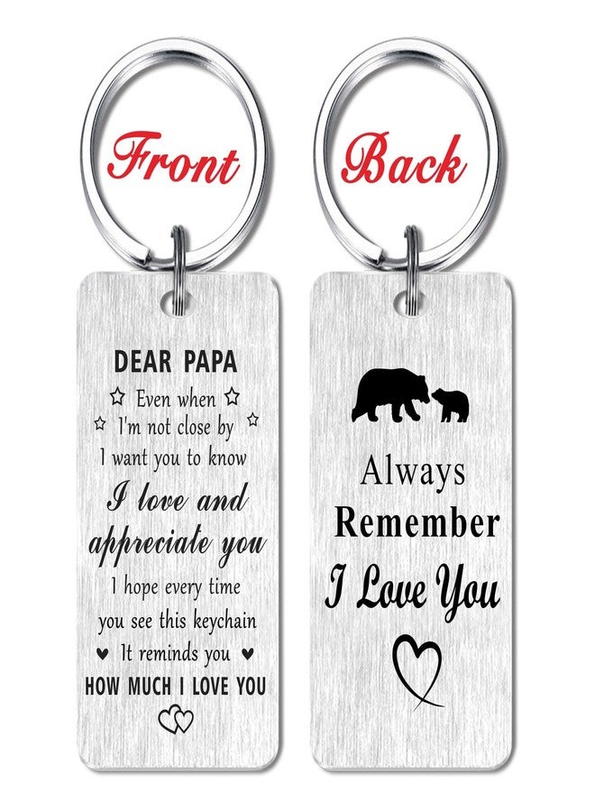 Jzxwan Papa Bear Gifts for Men, Love Papa Christmas Birthday Gifts Keychain, Best Appreciation Key Chain Present from Grandkids - Image 2