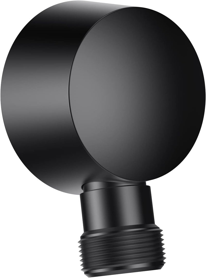 Lavatrum Wall Mounted Supply Elbow, Wall Elbow for Hand Shower, Solid Brass Round Wall Supply Elbow, Check Valve Included (Matte Black) - Image 1