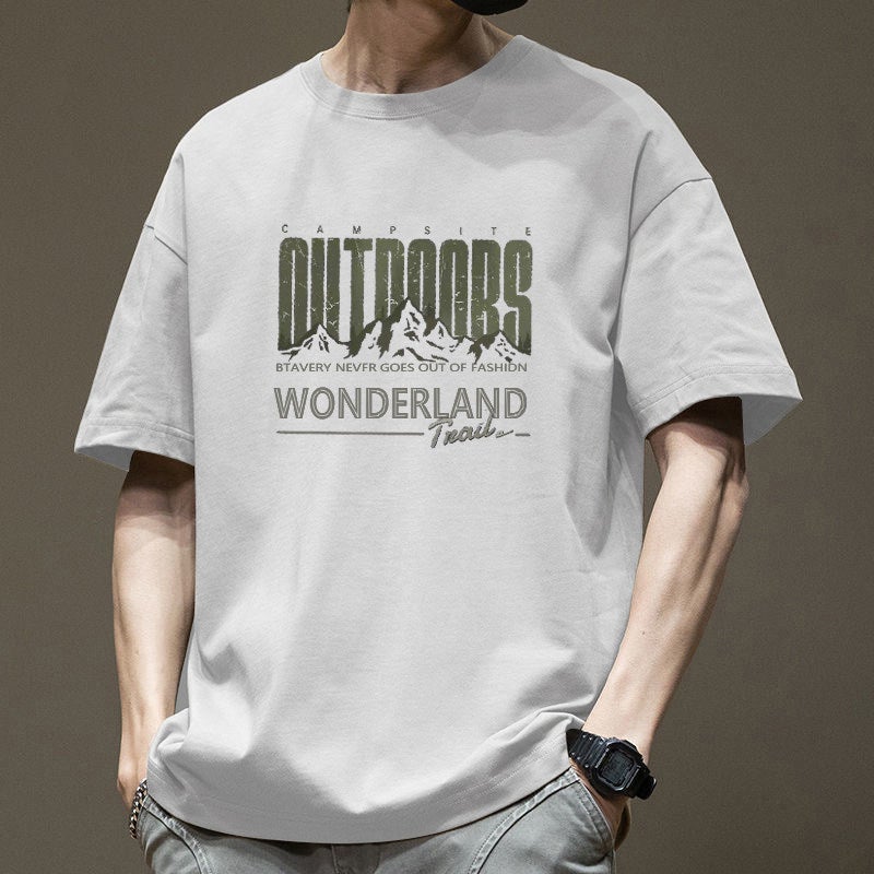 Heavyweight pure cotton short-sleeved t-shirt for men's summer 2025 new youth American-style printed loose half-sleeved top - Image 3