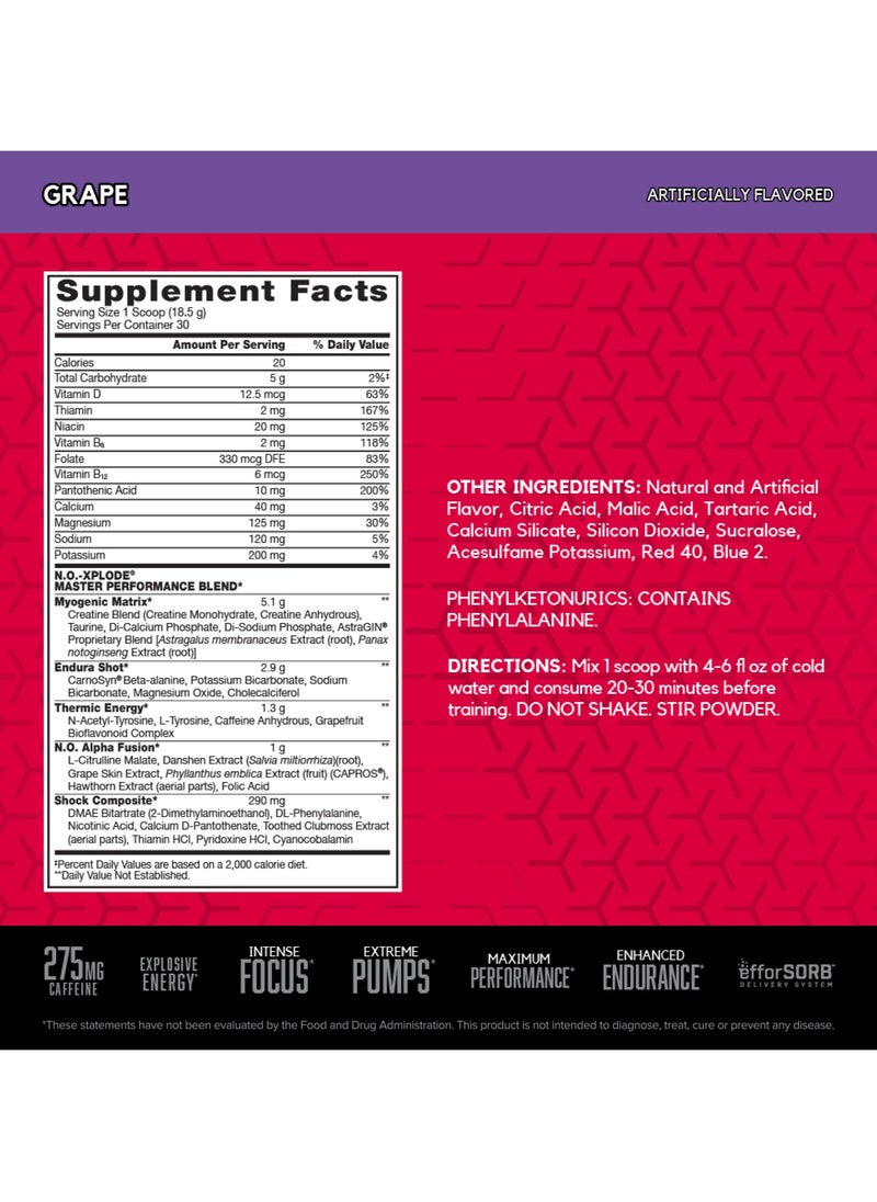 BSN - N.O.-Xplode Legendary Pre-Workout Grape Flavor 30 Servings - Image 1