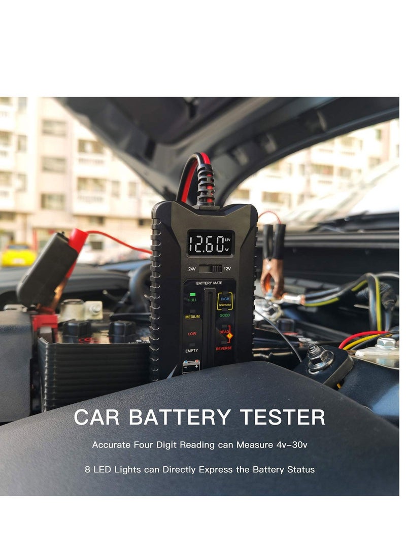 Y&D - 12V/24V Car Battery Tester Professional Automotive Load Digital Alternator Charging System Analyzer Voltmeter with LCD Display for Truck Marine Motorcycle SUV Boat - Image 1
