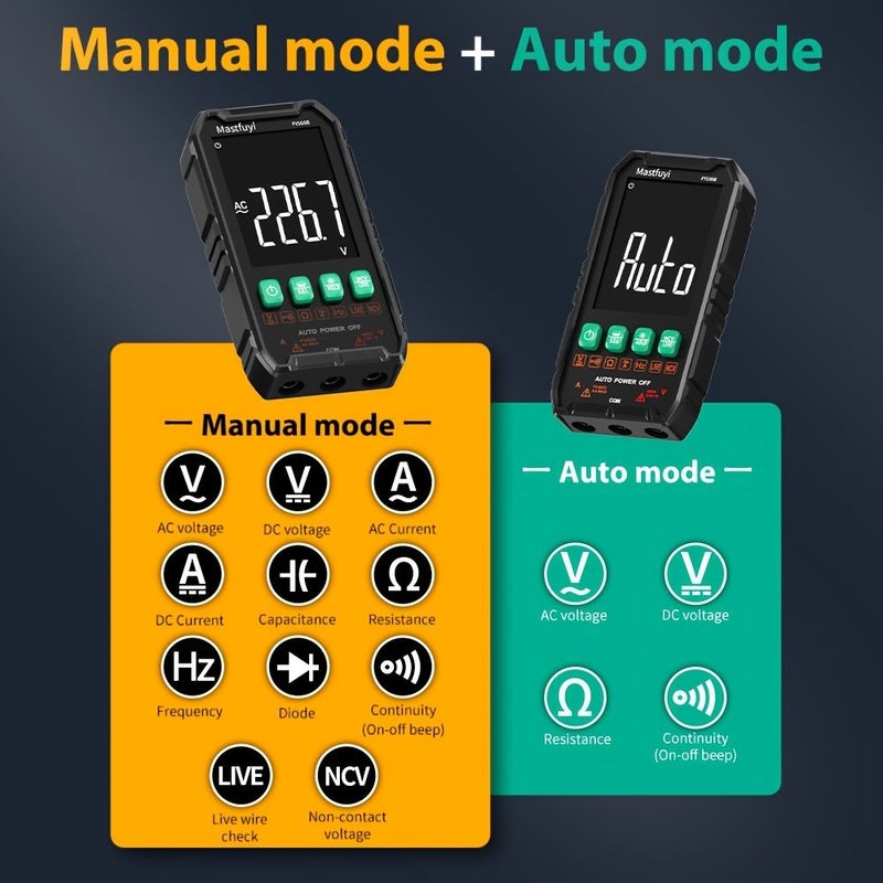 Model FY106A Multifunctional Digital Multimeter 4000 Counts DC AC Voltage Current Capacitance Frequency Diode Resistance Tester with Backlight - Image 5