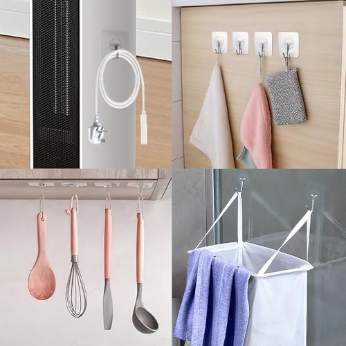 anpiwshjo Adhesive Hooks for Hanging,Adhesive Wall Hooks,36 Pcs15LB Sticky Hooks,Clear Hooks for Walls,Shower Hooks,Utility Hooks,Kitchen Hook - Image 5