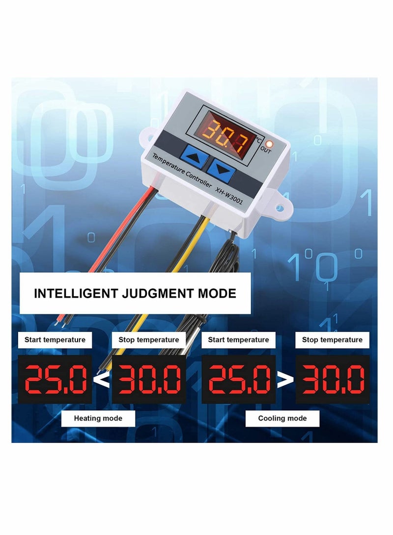 Captaintech Digital Temperature Controller LED Thermostat Switch,Temperature Relay Switch Module Programmable Minus 50 to 110 Degree Heating Cooling Thermostat (12V 10A 120W) (2 Pieces) - Image 4