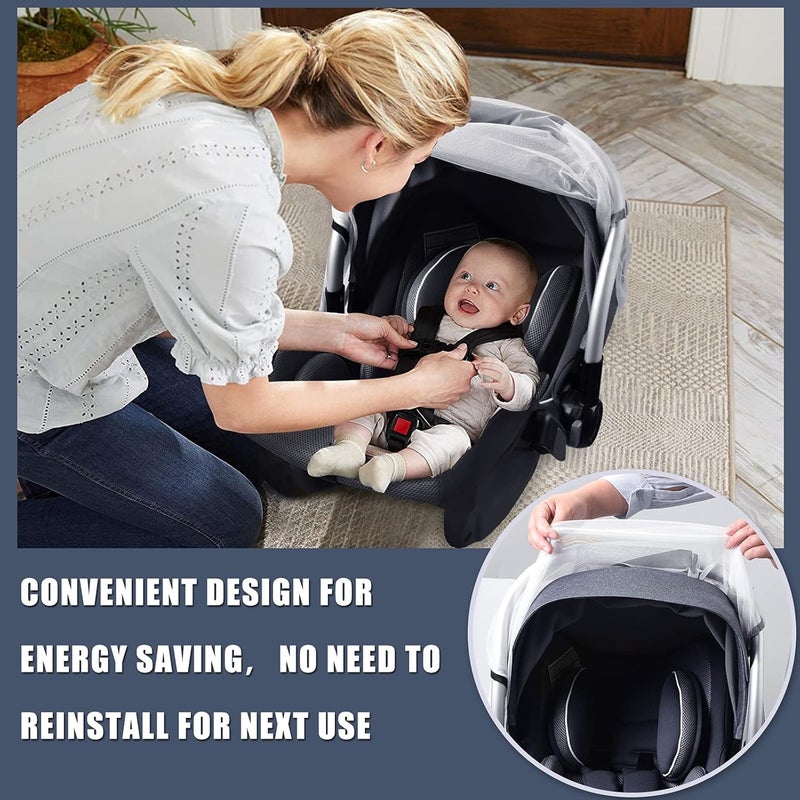 Sysmie Baby Mosquito Net for Infant Car Seats,Infant Stroller and Bassinets, Carrier,Breathable with Elastic Netting for Easy Fitting, Portable Durable & Long Lasting Infant Insect Shield Netting (White) Simple multifunctional build - Image 4