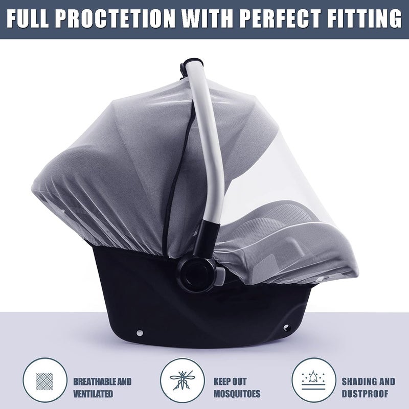 Sysmie Baby Mosquito Net for Infant Car Seats,Infant Stroller and Bassinets, Carrier,Breathable with Elastic Netting for Easy Fitting, Portable Durable & Long Lasting Infant Insect Shield Netting (White) Simple multifunctional build - Image 2