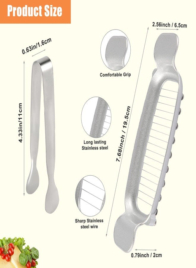 PEUTIER قطاعة جبن، قطاعة زبدة من الفولاذ المقاوم للصدأ 7.68 × 2.56 بوصة مع مشبك سلكي لتقطيع الجبن، قطاعة جبن للجبن الصلب، هدية منزلية للمطبخ - Image 2