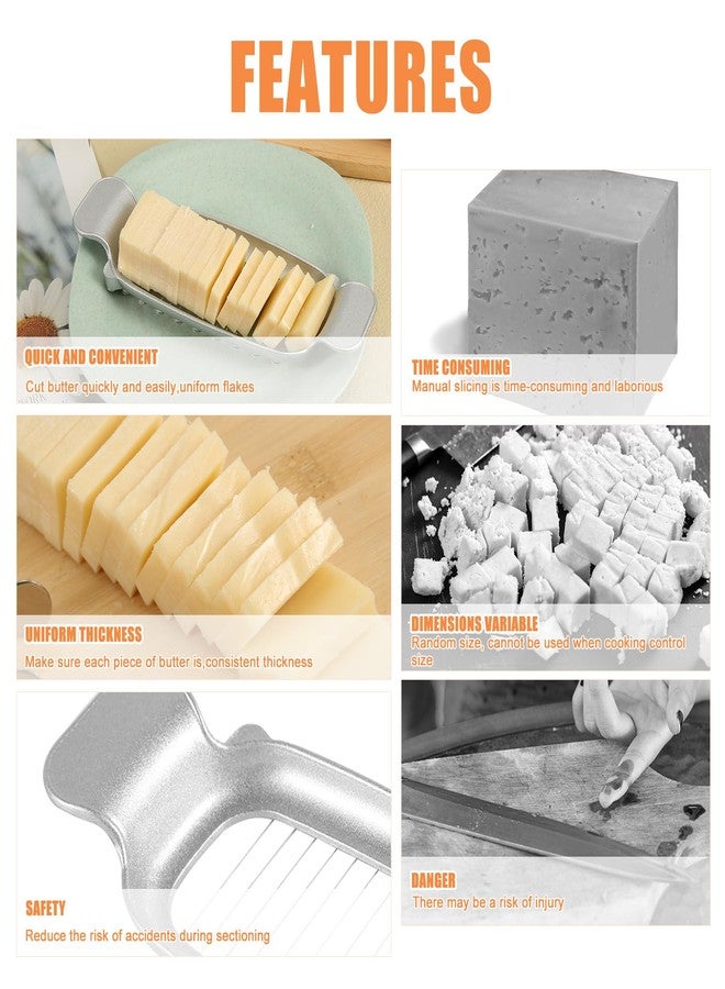 PEUTIER قطاعة جبن، قطاعة زبدة من الفولاذ المقاوم للصدأ 7.68 × 2.56 بوصة مع مشبك سلكي لتقطيع الجبن، قطاعة جبن للجبن الصلب، هدية منزلية للمطبخ - Image 4