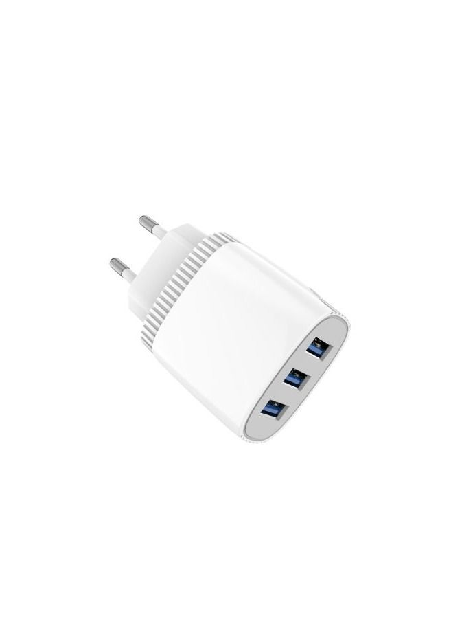 Aspor ASPOR A812 2.4 A IQ Home charger Plus IPHONE Cable 3 USB - White  - Image 1