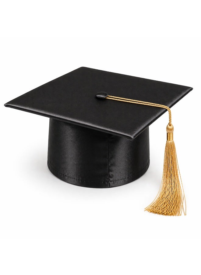 Premium Satin Graduation Cap with Gold Tassel for Graduation Ceremonies and Photoshoots