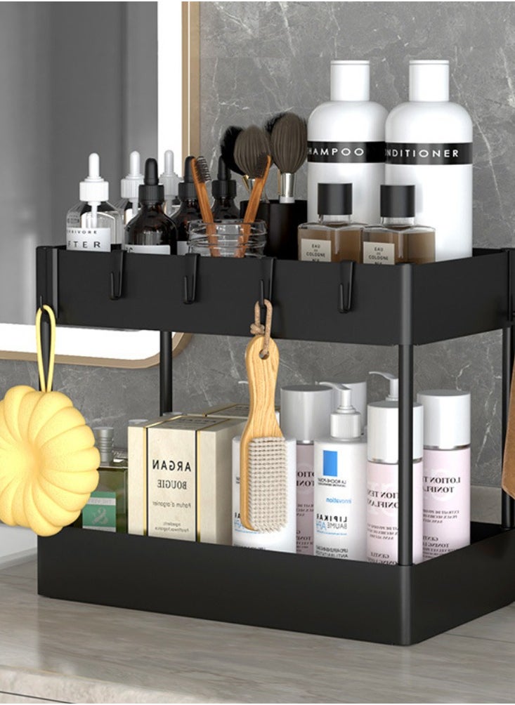 Oasisgalore - Under Sink Organizer with Sliding Drawer & 4 Hooks, for Kitchen/Bath Cabinet Storage - Image 1