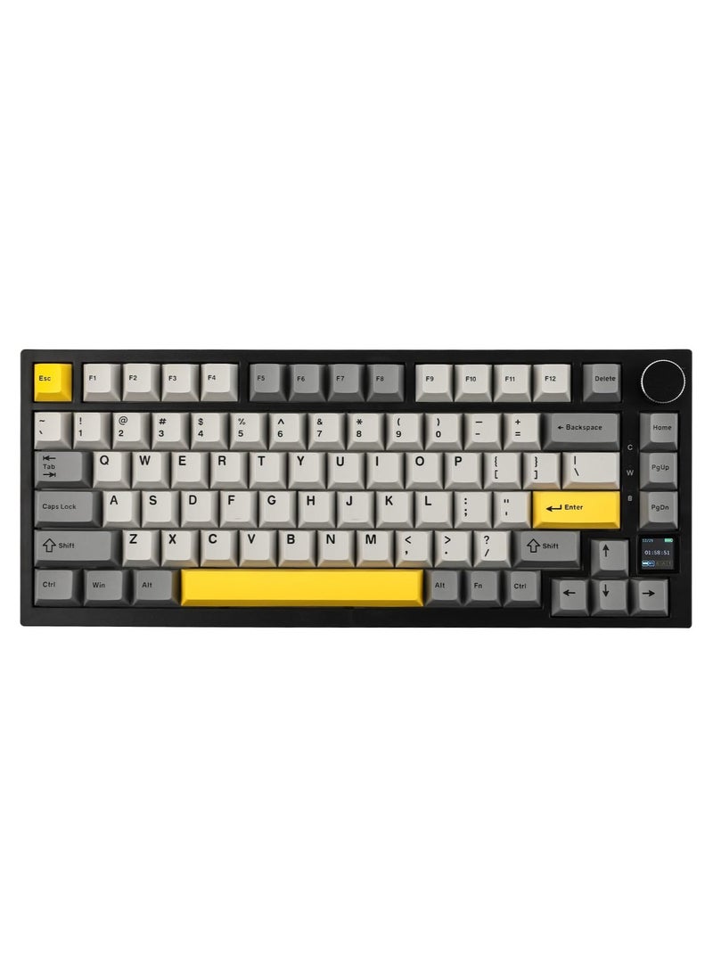 Ajazz - AK820 Pro Gaming Keyboard, 75% Gasket-mounted Mechanical Keyboard with TFT Screen, RGB Light, 3 Modes(Bluetooth 5.1/2.4G Wireless & Type-C Wired), Sound Dampening Foams (BlackGrey, Ajazz Flying Fish Switch) - Image 1