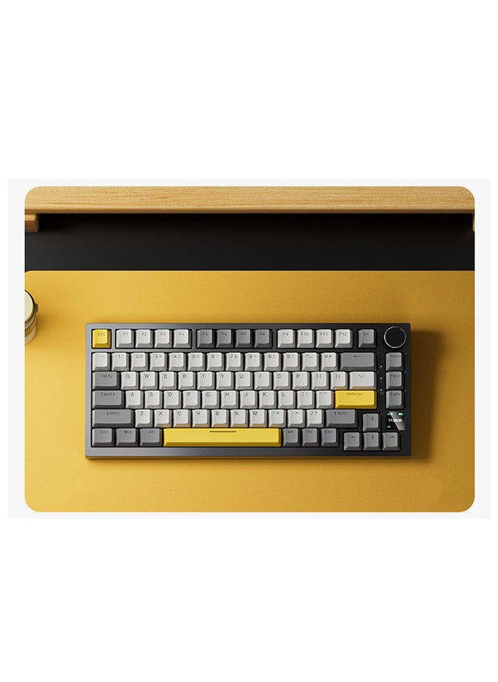Ajazz - AK820 Pro Gaming Keyboard, 75% Gasket-mounted Mechanical Keyboard with TFT Screen, RGB Light, 3 Modes(Bluetooth 5.1/2.4G Wireless & Type-C Wired), Sound Dampening Foams (BlackGrey, Ajazz Flying Fish Switch) - Image 1