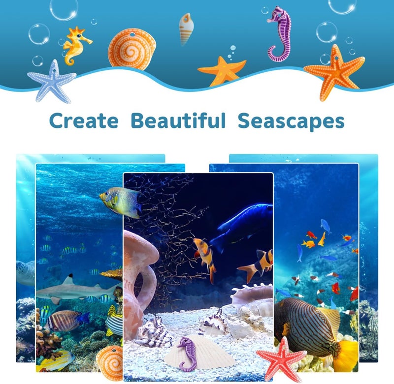 TENDYCOCO Mini Beach Seashells Sea Star Seahorse Natural Conch for Home Decorations Beach Theme Party Wedding DIY Crafts Fish Tank Vase Fillers Bonsai Decor 48pcs - Image 2