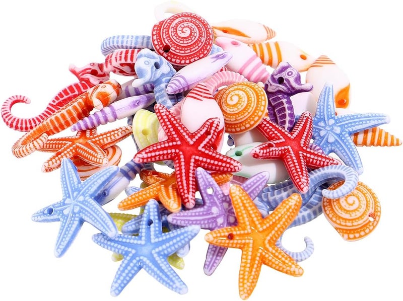 TENDYCOCO Mini Beach Seashells Sea Star Seahorse Natural Conch for Home Decorations Beach Theme Party Wedding DIY Crafts Fish Tank Vase Fillers Bonsai Decor 48pcs - Image 1