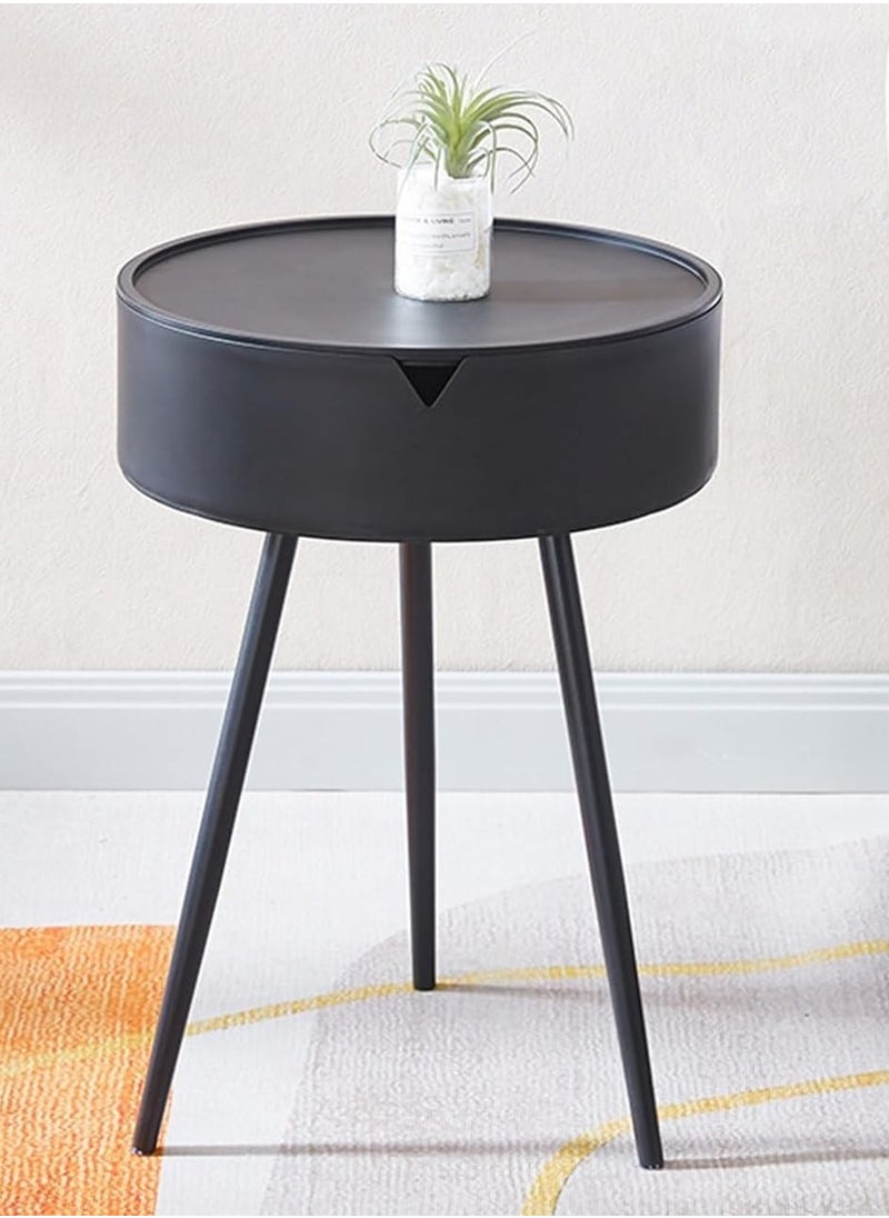 DubaiGallery Side Table, Small End Table Accent Table Living Room Bedroom Balcony Office, Plastic Table Top, Metal Legs, Bedside Table Home Decor, Small Table for Small Spaces  - Image 2