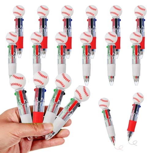 Zhirlyn Baseball Party Favors Baseball Pens Mini Multicolor Pen in One Cute Fun 4-in-1 Pens Bulk Cool Ballpoint Pen for Birthday Gifts Teacher Supplies (Baseball, 12) - Image 1