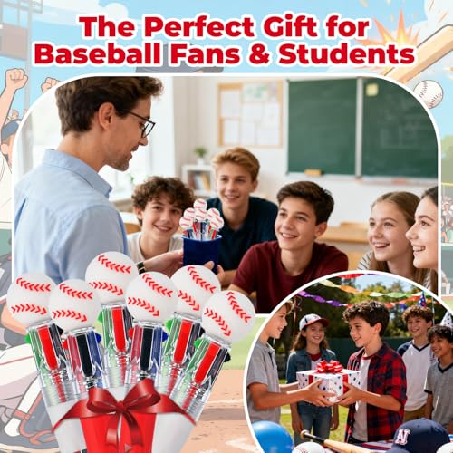 Zhirlyn Baseball Party Favors Baseball Pens Mini Multicolor Pen in One Cute Fun 4-in-1 Pens Bulk Cool Ballpoint Pen for Birthday Gifts Teacher Supplies (Baseball, 12) - Image 3