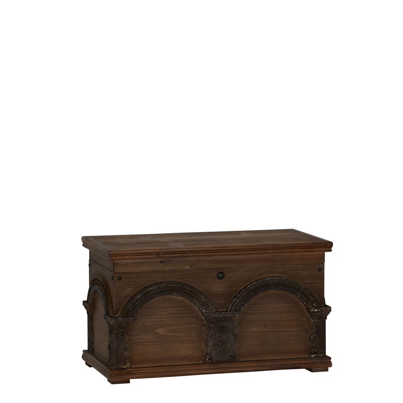 Household Essentials Household Essentials Wooden Arch Trunk Storage Chest Small Brown 