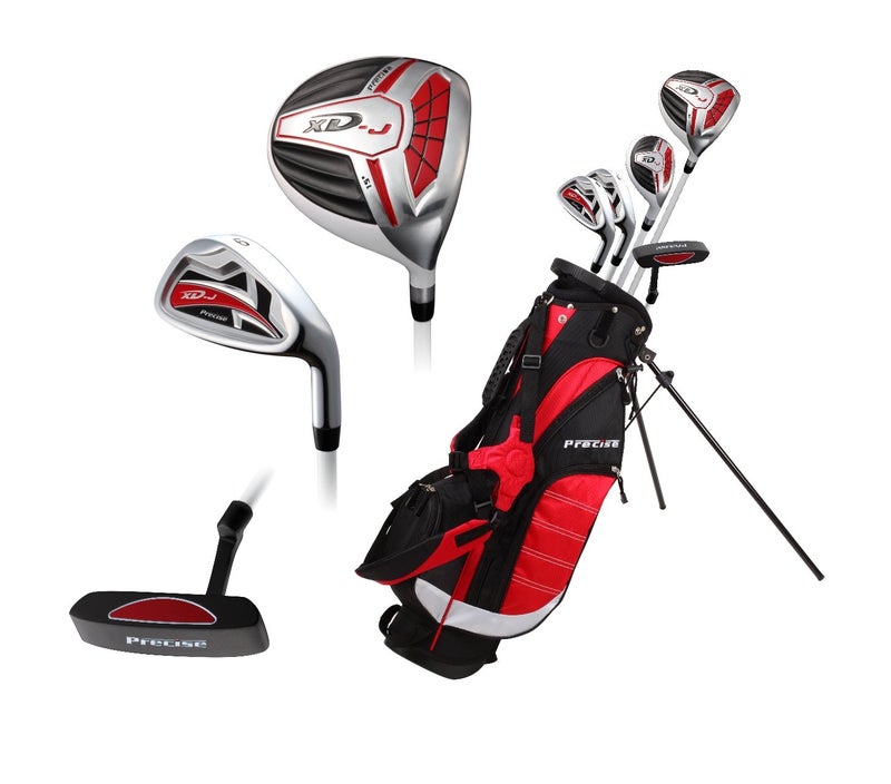 Precise Sports مجموعة مضارب جولف كاملة Precise XD-J Junior للأطفال - 3 فئات عمرية للأولاد والبنات - يد يمين ويد يسار! (أحمر، أعمار 6-8، يد يمين) - Image 2