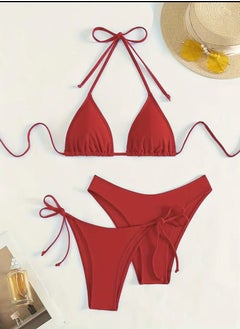 Two-Piece Red Bikini Made from Premium Korean Butter Fabric with High-Quality Lycra - for a Bright and Perfect Look  Model HN 6024