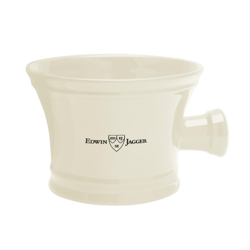 Edwin Jagger RN47 Traditional Porcelain Luxury Shaving Bowl with Handle for Shaving Cream or Shaving Soap for Men and Women Ivory