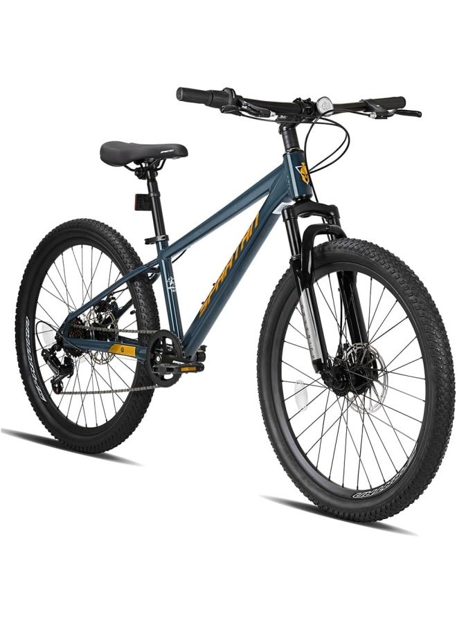 Spartan Maverick Mountain Bike | 24 Inch Wheel Size | 7 Speed Shimano Gears | Grey Color - Image 1
