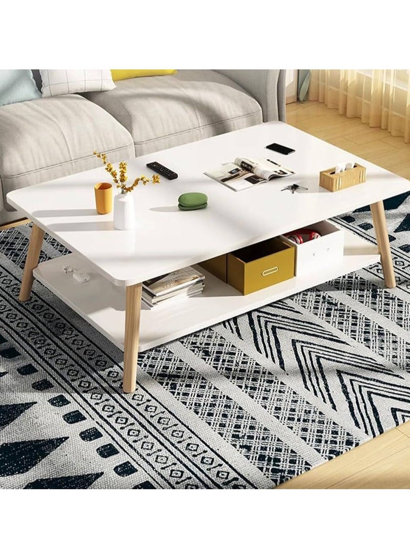 DubaiGallery Marble Effect Coffee Table, 2-Tier Side Table End Table, Space Saving Sofa Table with Storage Shelf Small Dining Table for Living Room, Balcony, Kitchen - Image 1