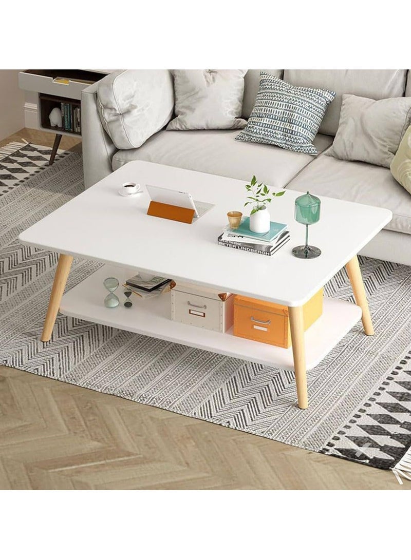 DubaiGallery Marble Effect Coffee Table, 2-Tier Side Table End Table, Space Saving Sofa Table with Storage Shelf Small Dining Table for Living Room, Balcony, Kitchen - Image 2
