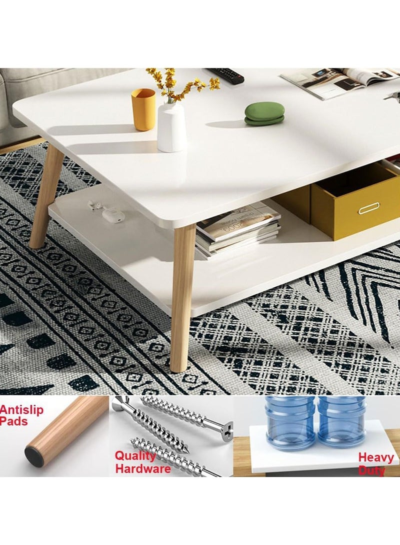 DubaiGallery Marble Effect Coffee Table, 2-Tier Side Table End Table, Space Saving Sofa Table with Storage Shelf Small Dining Table for Living Room, Balcony, Kitchen - Image 3