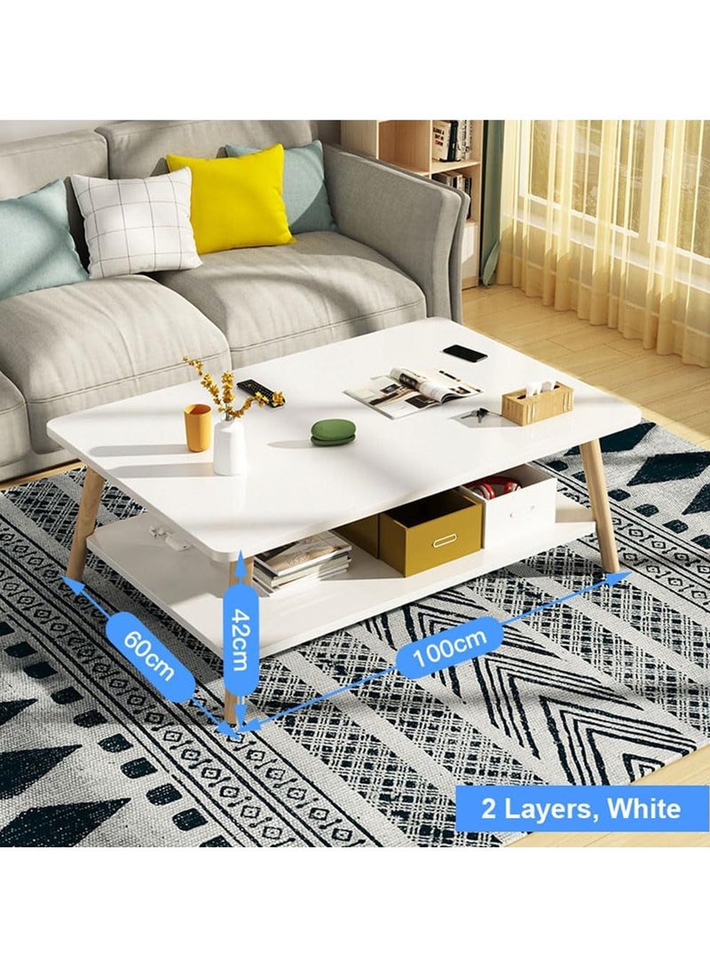 DubaiGallery Marble Effect Coffee Table, 2-Tier Side Table End Table, Space Saving Sofa Table with Storage Shelf Small Dining Table for Living Room, Balcony, Kitchen - Image 4