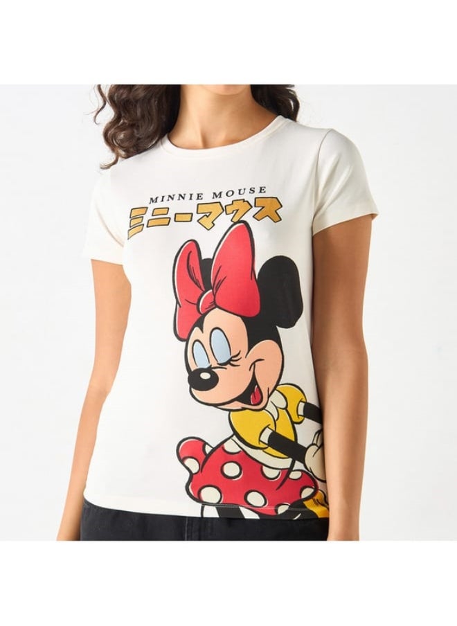SP Characters - Minnie Mouse Print T-shirt with Short Sleeves and Crew Neck - Image 1