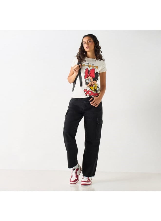SP Characters - Minnie Mouse Print T-shirt with Short Sleeves and Crew Neck - Image 1