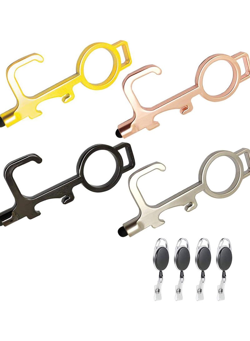GGOOT Contactless Door Opener Tool, Keychain, Ergonomic Hook No Touch Key Safety Tool for Outdoor Public Door Handle Closer Touchscreen 4PCS - Image 1