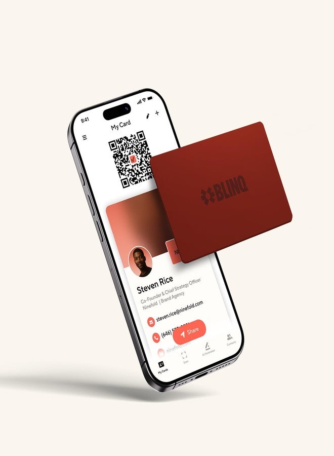 Blinq NFC Digital Business Card - PVC Card - Tap to Share (Red) - Image 1