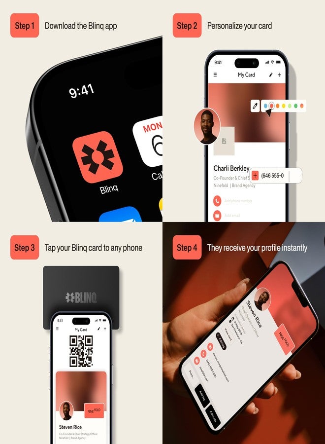 Blinq NFC Digital Business Card - PVC Card - Tap to Share (Red) - Image 4
