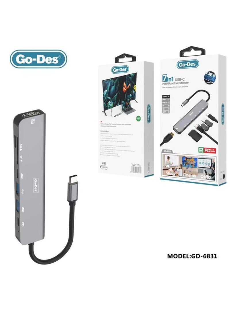 GO-DES Multifunctional Docking Station USB-C HUB 9 IN 1 Adapter - Image 5