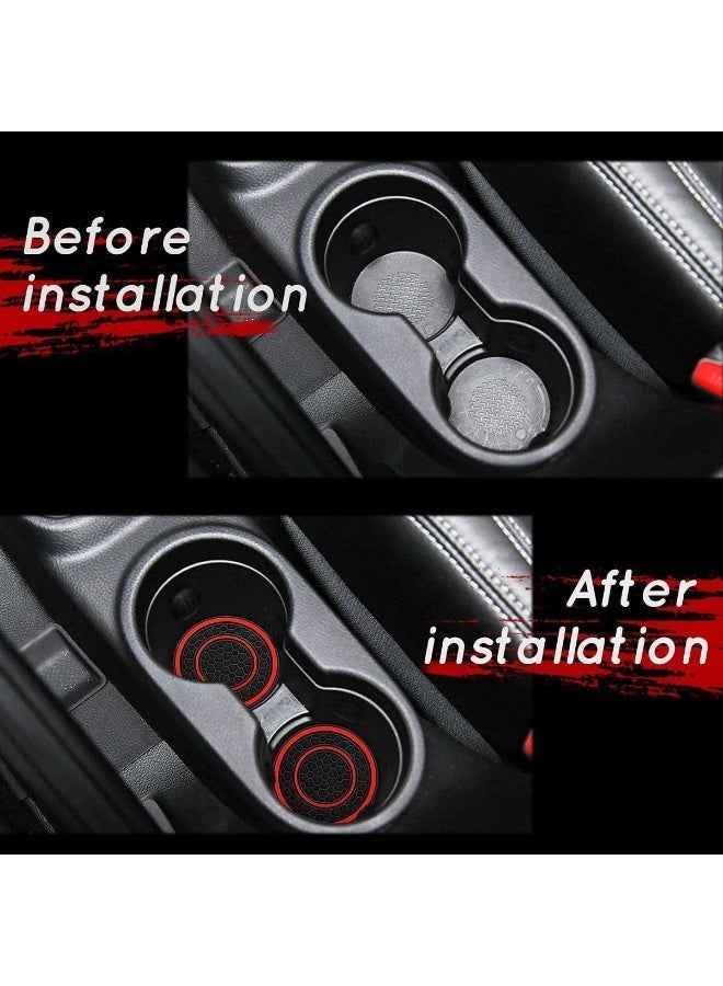 2pcs PVC Double Ring Car Cup Holder Pads - Anti-Slip, Dust-Proof, Universal Fit Interior Accessories for Vehicles, Red and Black Matching Design with Textured Surface-Perfect for Protecting Your Car Interior - Image 4