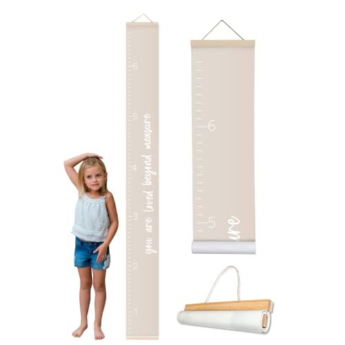 Morxy Canvas Growth Chart for Kids - Unisex Kids Room Wall Decor - Measuring Height Chart- Wall Tape with Height Chart for Kids (Canvas, Loved Beyond Measure -Beige) - Image 1
