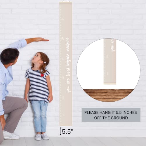 Morxy Canvas Growth Chart for Kids - Unisex Kids Room Wall Decor - Measuring Height Chart- Wall Tape with Height Chart for Kids (Canvas, Loved Beyond Measure -Beige) - Image 4