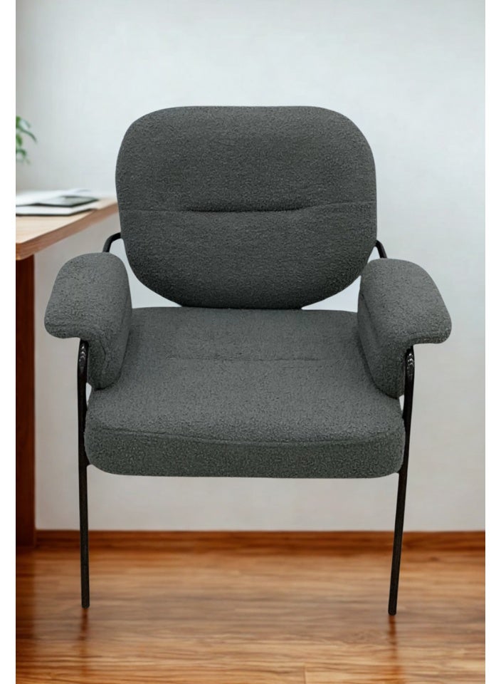 SMART HOME Modern Comfortable Padded Chair For The Living Room, Luxurious Dining Chair With A Modern And Comfortable Design - High-Quality Fabric Upholstery In Grey Color - Durable Metal Legs In Black - Ideal For Dining Rooms, Restaurants And Cafes  - Image 4