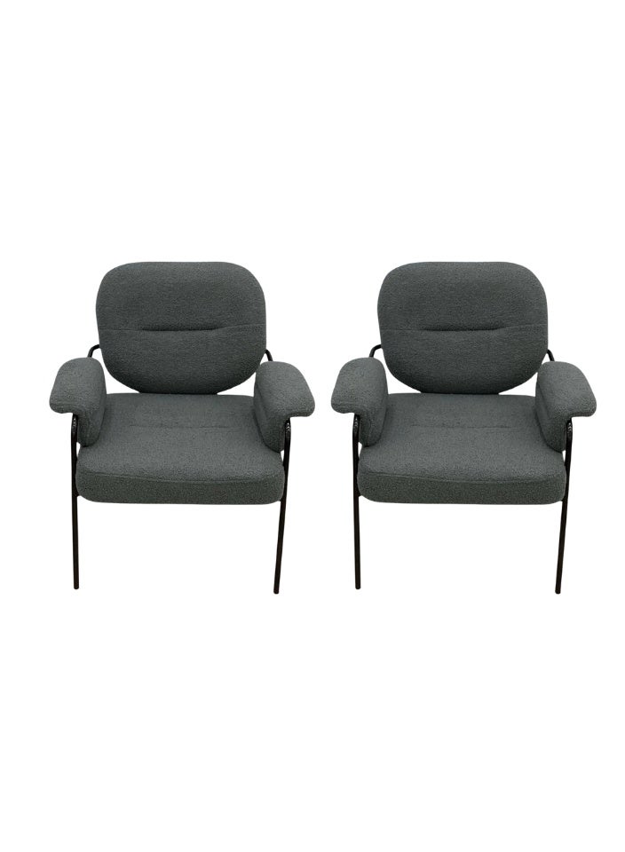 SMART HOME Modern Comfortable Padded Chair For The Living Room, Luxurious Dining Chair With A Modern And Comfortable Design - High-Quality Fabric Upholstery In Grey Color - Durable Metal Legs In Black - Ideal For Dining Rooms, Restaurants And Cafes  - Image 3