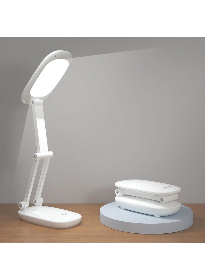 Akejrym LED Desk Lamp for Office Home & Battery Operated Lamp Rechargeable Lamp Foldable & Portable Light, [2-Fold Bracket] 3 Brightness Dimmable Small Desk Lamp Wireless Reading Lamp (White) - Image 1