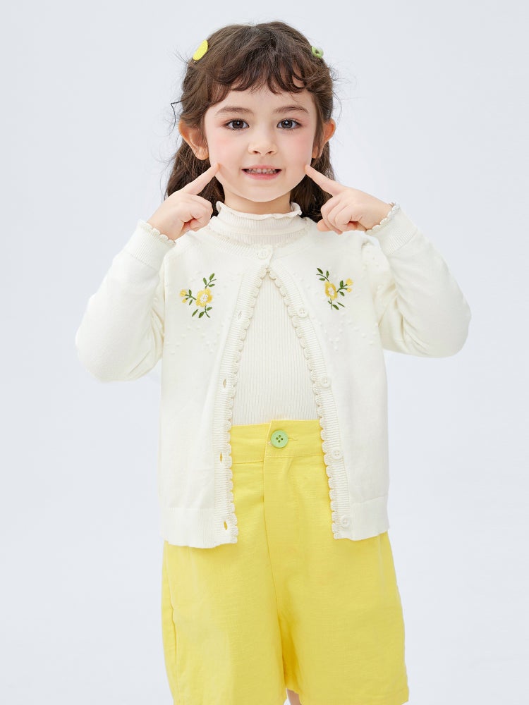 بالابالا كارديغان صوف بتطريز للبنات - Image 1