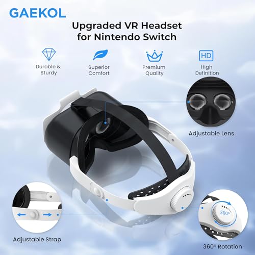 GAEKOL VR Headset with Elite Strap for Nintendo Switch & OLED, 3D VR Glasses with Adjustable Lens & Lightweight Headset Strap for Switch Labo VR - Image 2