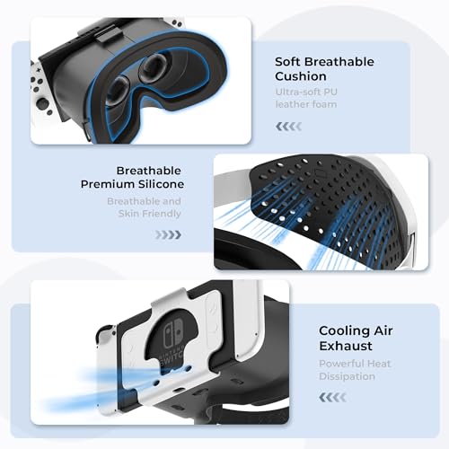 GAEKOL VR Headset with Elite Strap for Nintendo Switch & OLED, 3D VR Glasses with Adjustable Lens & Lightweight Headset Strap for Switch Labo VR - Image 4
