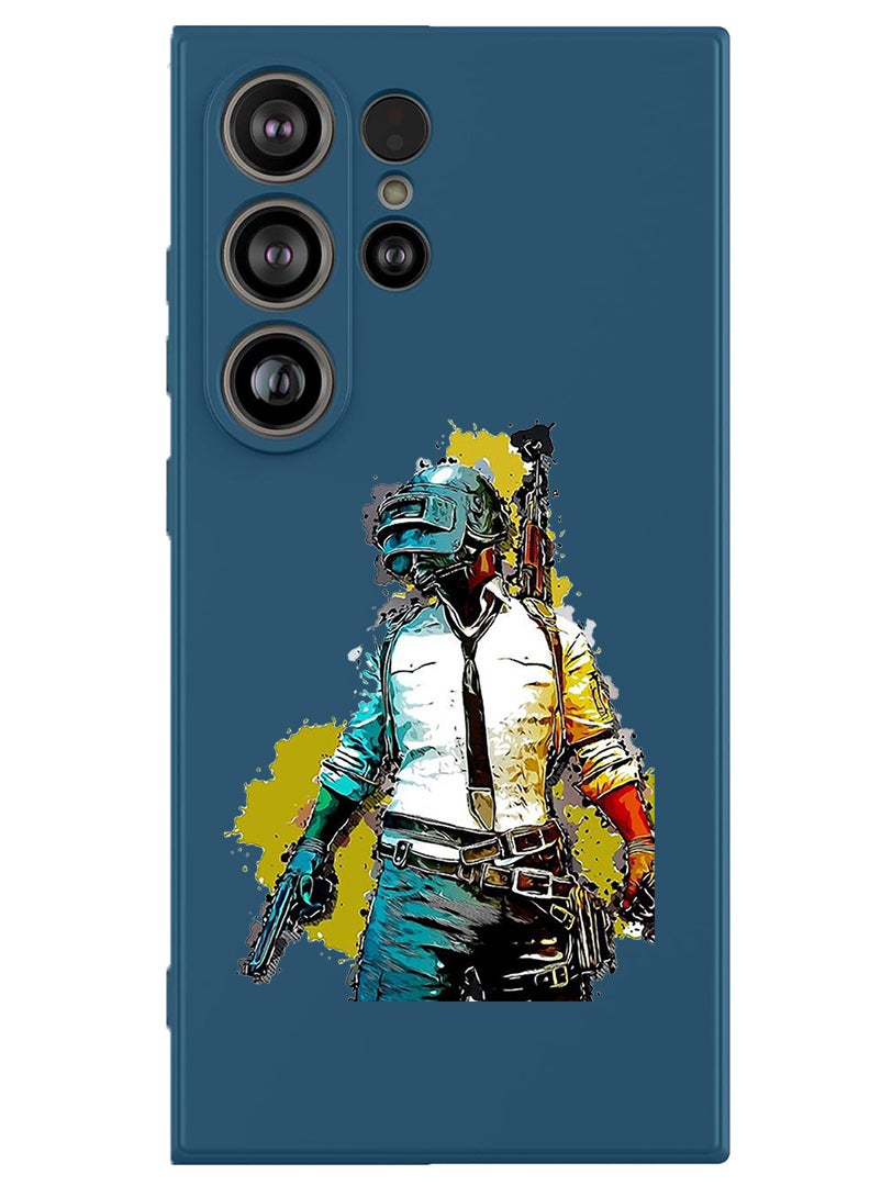 Theodor Protective Slim Fit Case Liquid Silicone Cover with Full Body Protection Anti-Scratch Shockproof Case For Samsung Galaxy S25 Ultra (Blue) - Pubg - Image 1